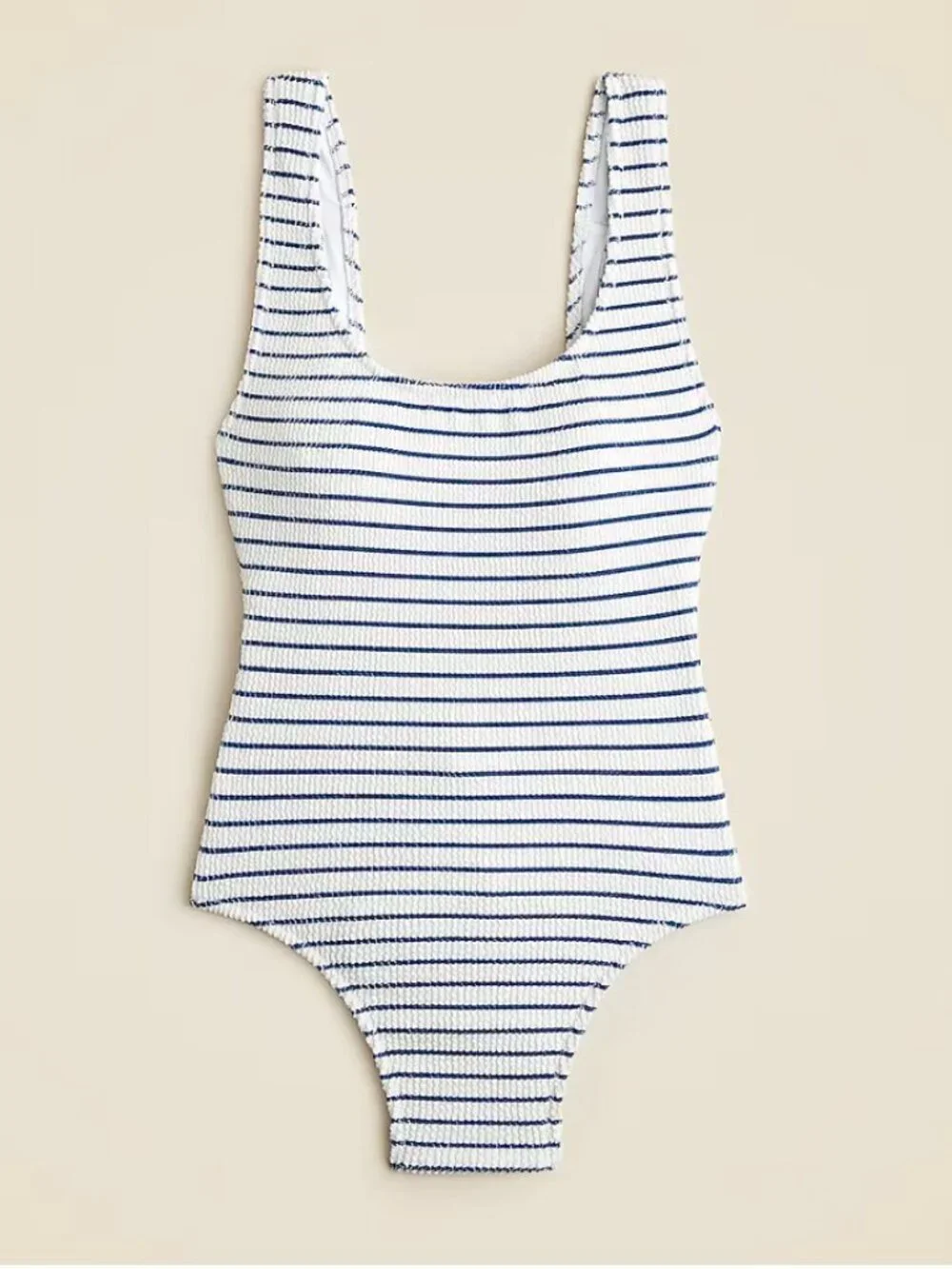 🏷 *NWT* J.Crew Scrunchie One Piece Swimsuit White Blue Stripe Size 14 🌊